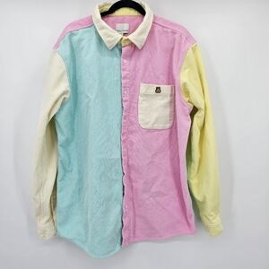 Teddy Fresh Colorblock Pastel Corduroy Long sleeve Button Down Mens XL